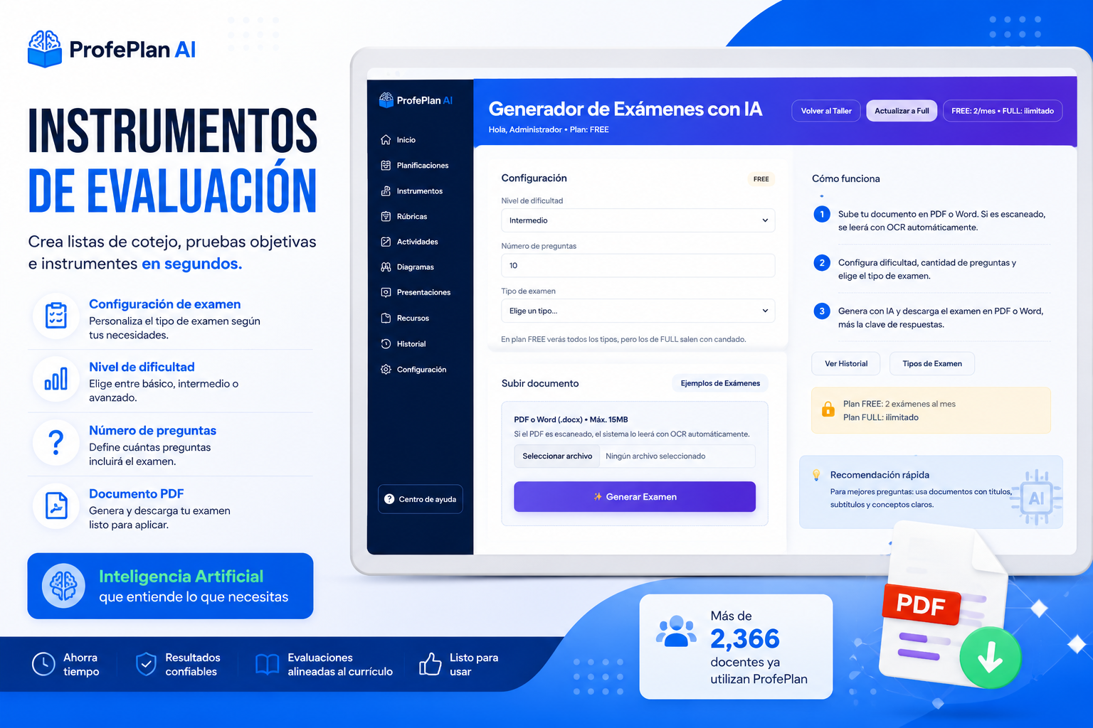 Instrumentos de evaluación en ProfePlan AI